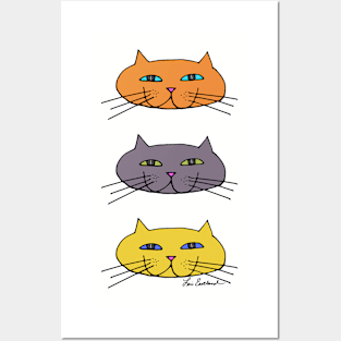 Cat face drawing Posters and Art